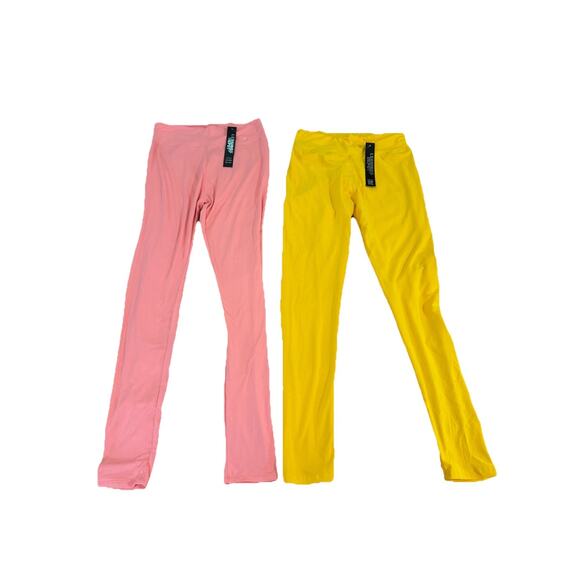 Lot Of 2 NWT Leggings Depot One Size New Yellow And Pink Cute Comfortable - Picture 2 of 4